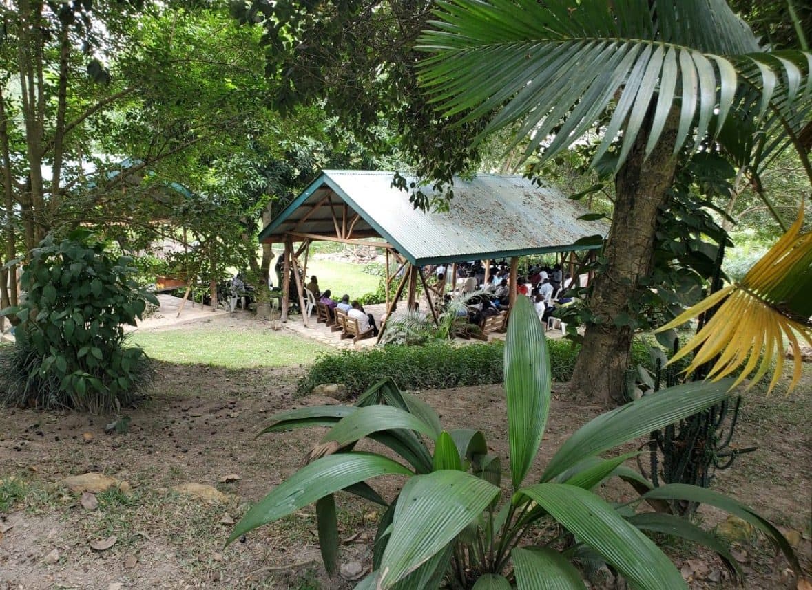Open-sided pavilion in the shade at Ampumuzza